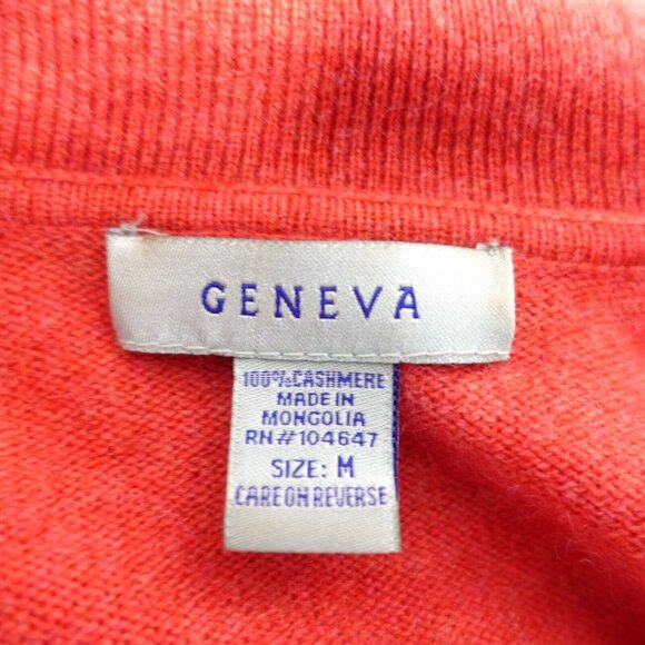 GENEVA Sweater Women Size Medium Red Cashmere Knit V Neck Pullover Casual Jumper - Picture 3 of 9